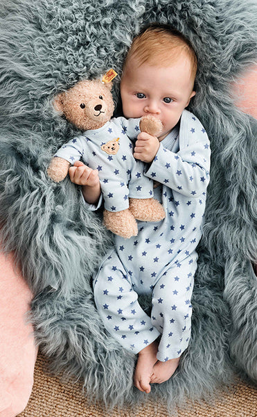 Pyjama Teddy Bear by Steiff blue 25cm