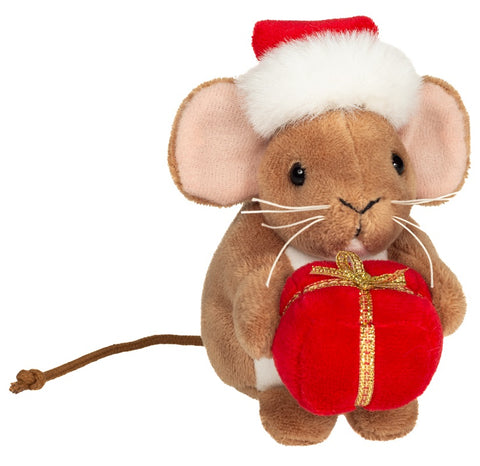 Christmas Mouse with Present by Teddy Hermann - 11cm