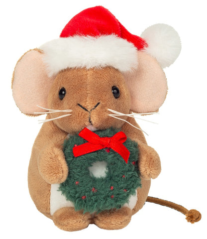 Christmas Mouse with Wreath by Teddy Hermann - 11cm