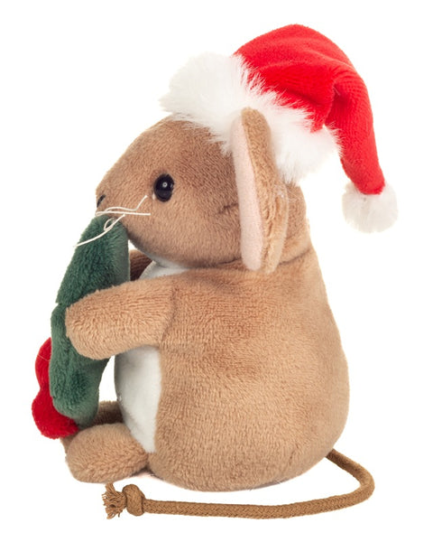 Christmas Mouse with Holly by Teddy Hermann - 11cm