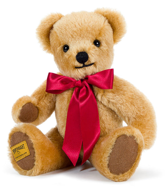 Merrythought teddy bear, green ribbon, plush stuffed purchases animal