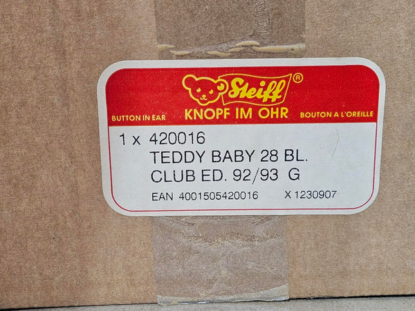 1992 Steiff Club Teddy Bear  - 1929 Teddy Baby Replica - 28cm
