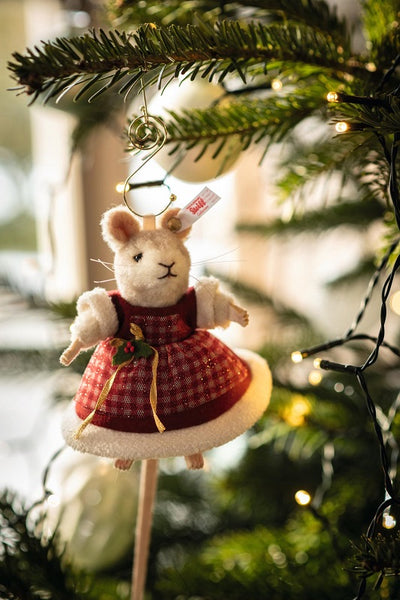 Mrs Santa Mouse Ornament by Steiff - 11cm