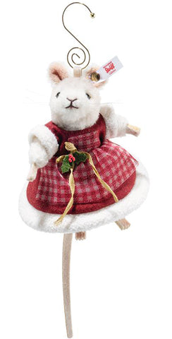 Mrs Santa Mouse Ornament by Steiff - 11cm