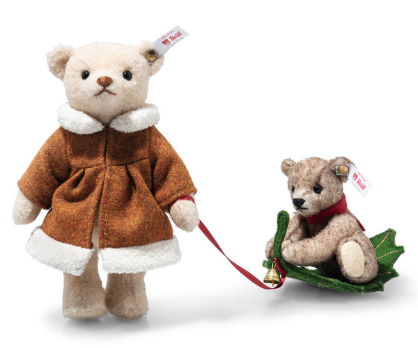 Mama Bear with Child on Holly Express by Steiff - 23cm & 12cm