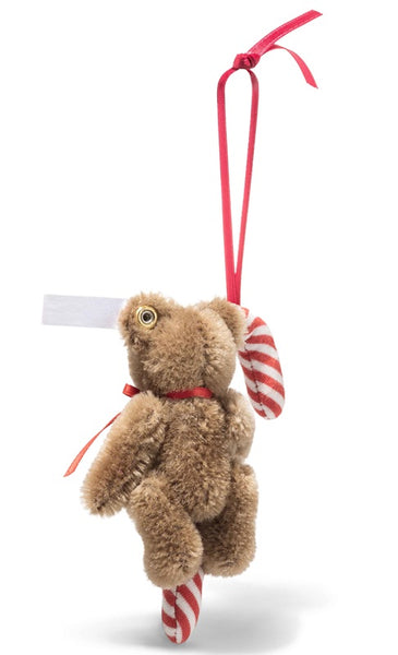 ADVANCE ORDER - Teddy Bear with Candy Cane Ornament by Steiff - 8cm