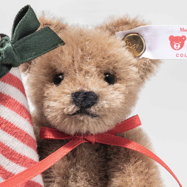 ADVANCE ORDER - Teddy Bear with Candy Cane Ornament by Steiff - 8cm